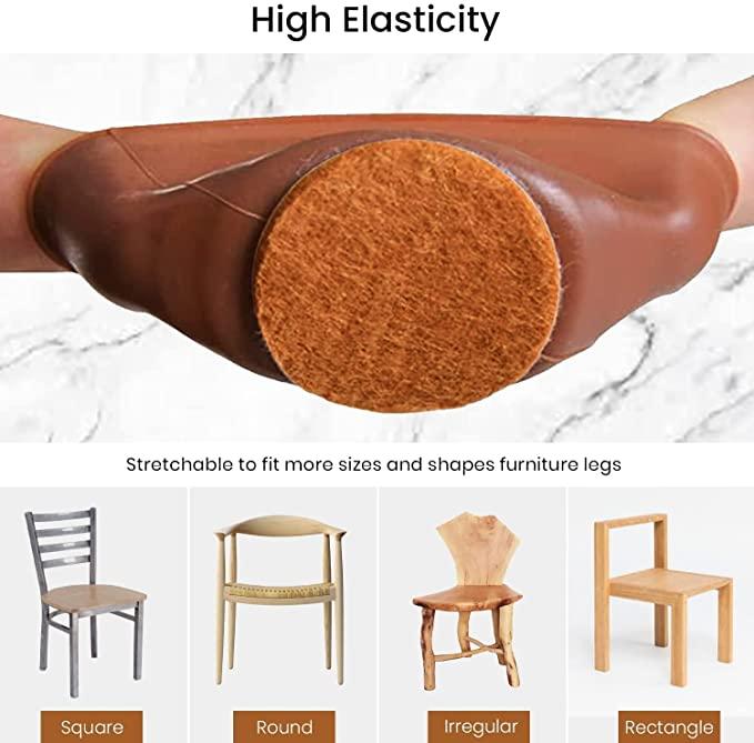 NOBILEA Silicone Chair Leg Protectors with Felt for Hardwood Floors (6PCS), Silicone Furniture Leg Cover Pad for Protecting Floors from Scratches and Noise, Smooth Moving for Chair Feet. bae740-fe