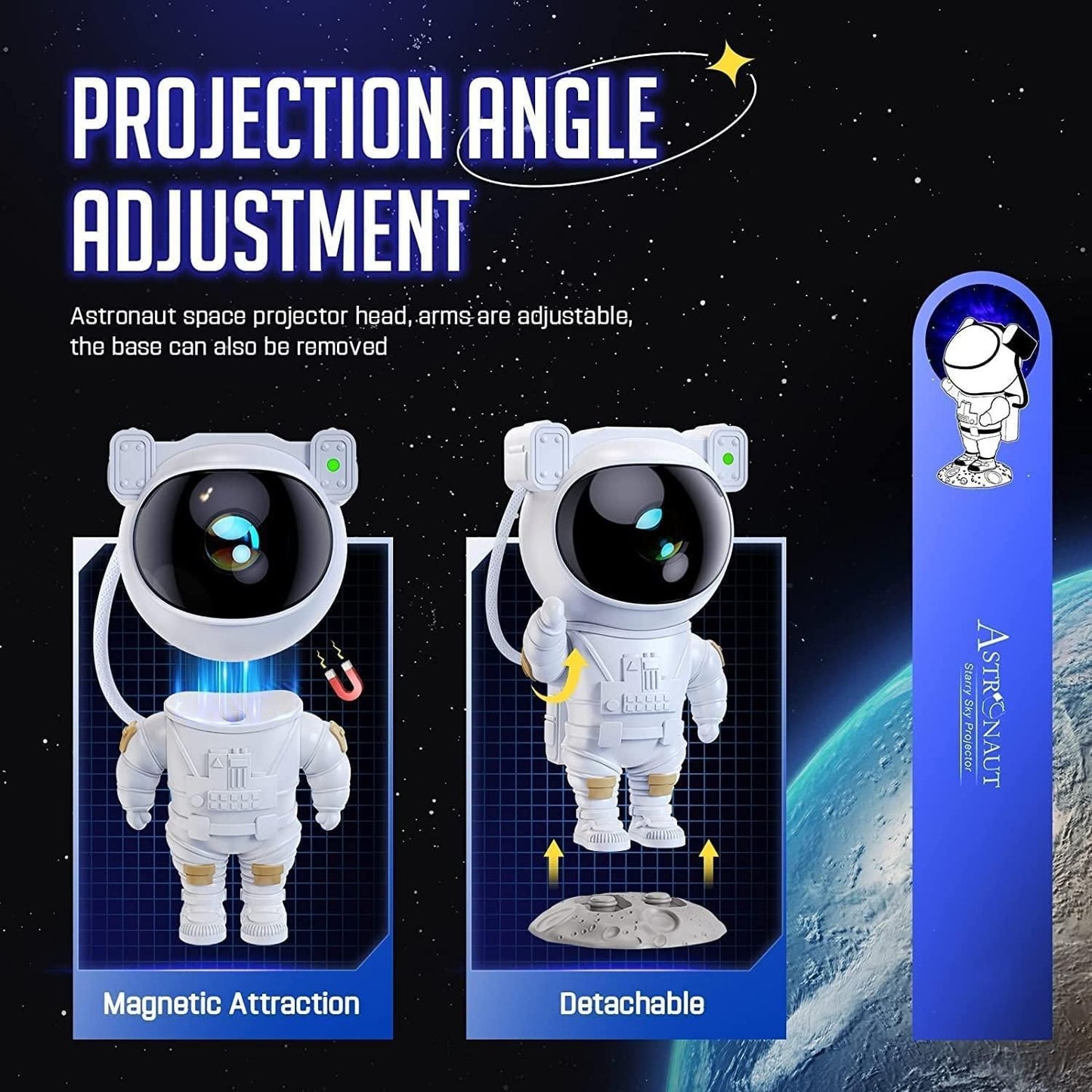 Astronaut Galaxy Projector - 360 Magnetic Head Rotation, Remote Control bae740-fe