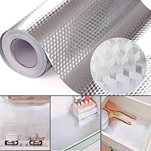 Kitchen Foil Sticker-Kitchen Backsplash Aluminum Foil Sticker ( 2 Meter, 2 Roll) bae740-fe